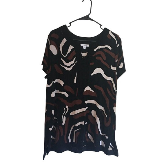 Chico's Tops - Chicos Top Women's Size XL Black Brown White Short Sleeve Tunic Shirt Stretch